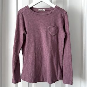 J. Crew Heart Pocket Long Sleeve Tee, Dusty Mauve
